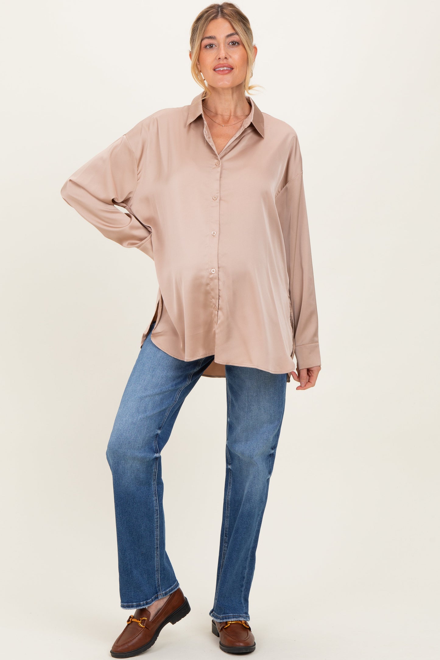 Blue Relaxed Straight Leg Maternity Jeans