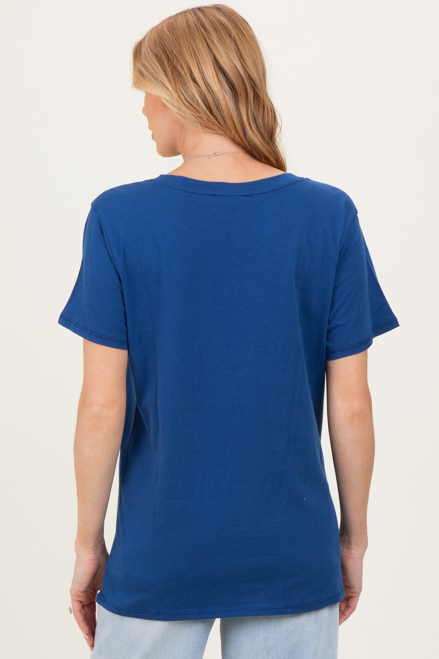 Navy Oversized V-Neck Short Sleeve Maternity Tee