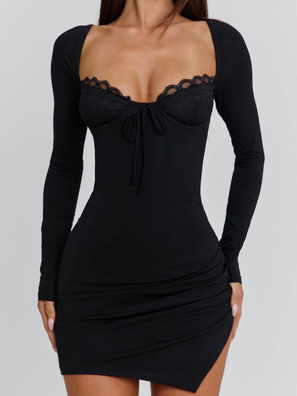 DIONNE LONG SLEEVE MINI DRESS BLACK