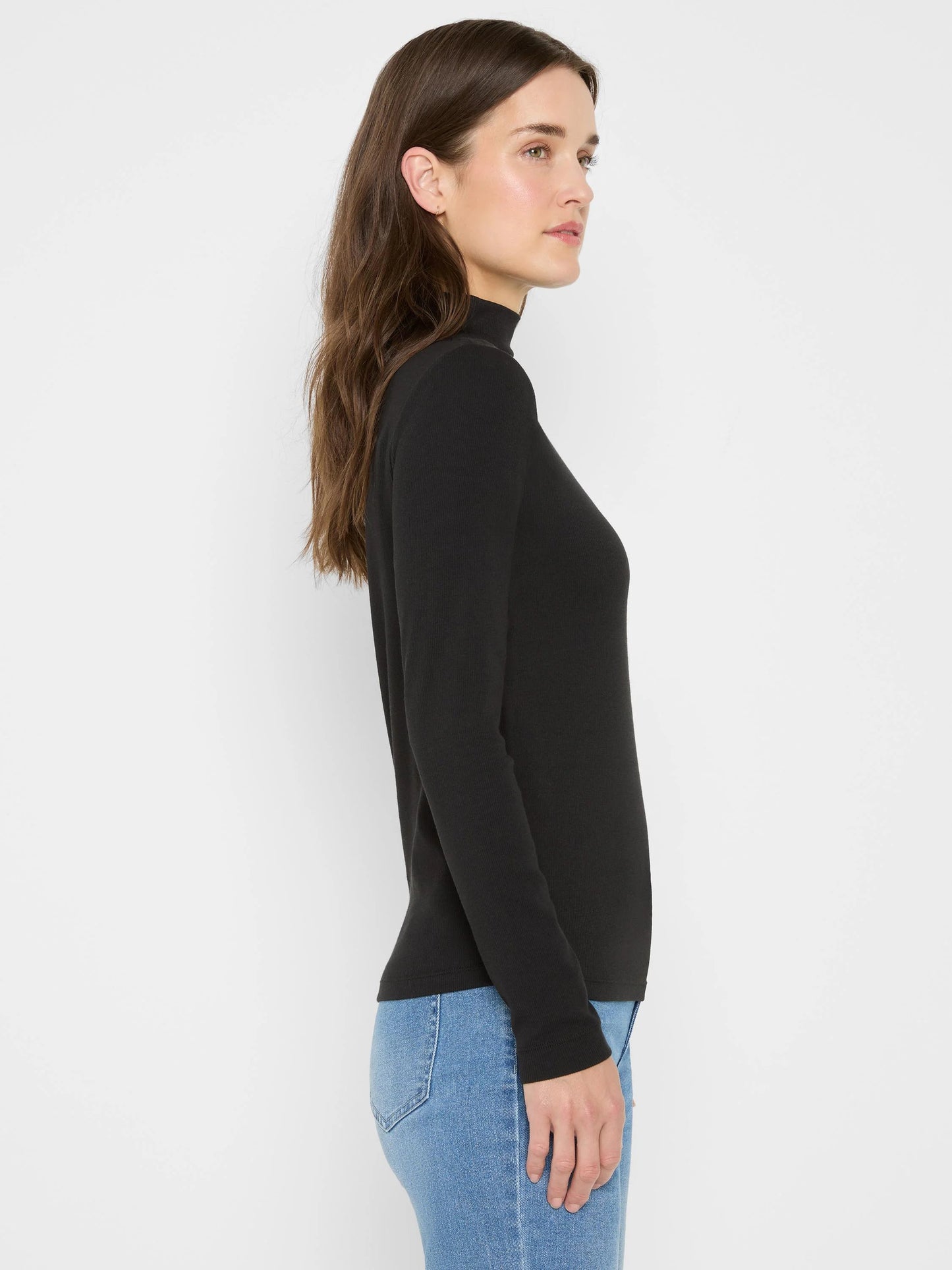 Perfect Knit Rib Long Sleeve Mock Tee