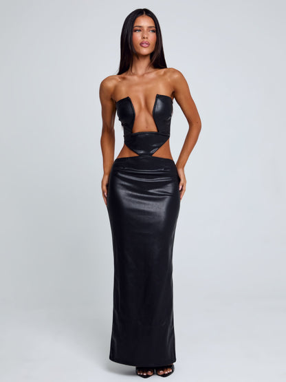 MILARAE MIDI DRESS BLACK