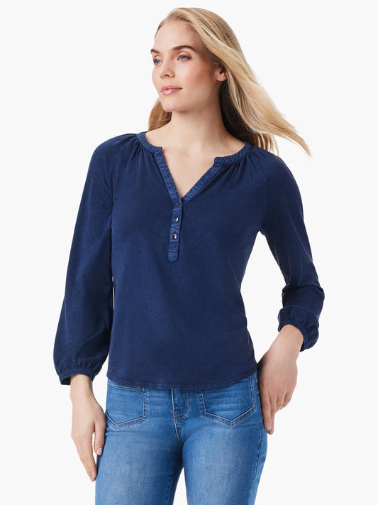NZT 3/4 Sleeve Split Neck Top
