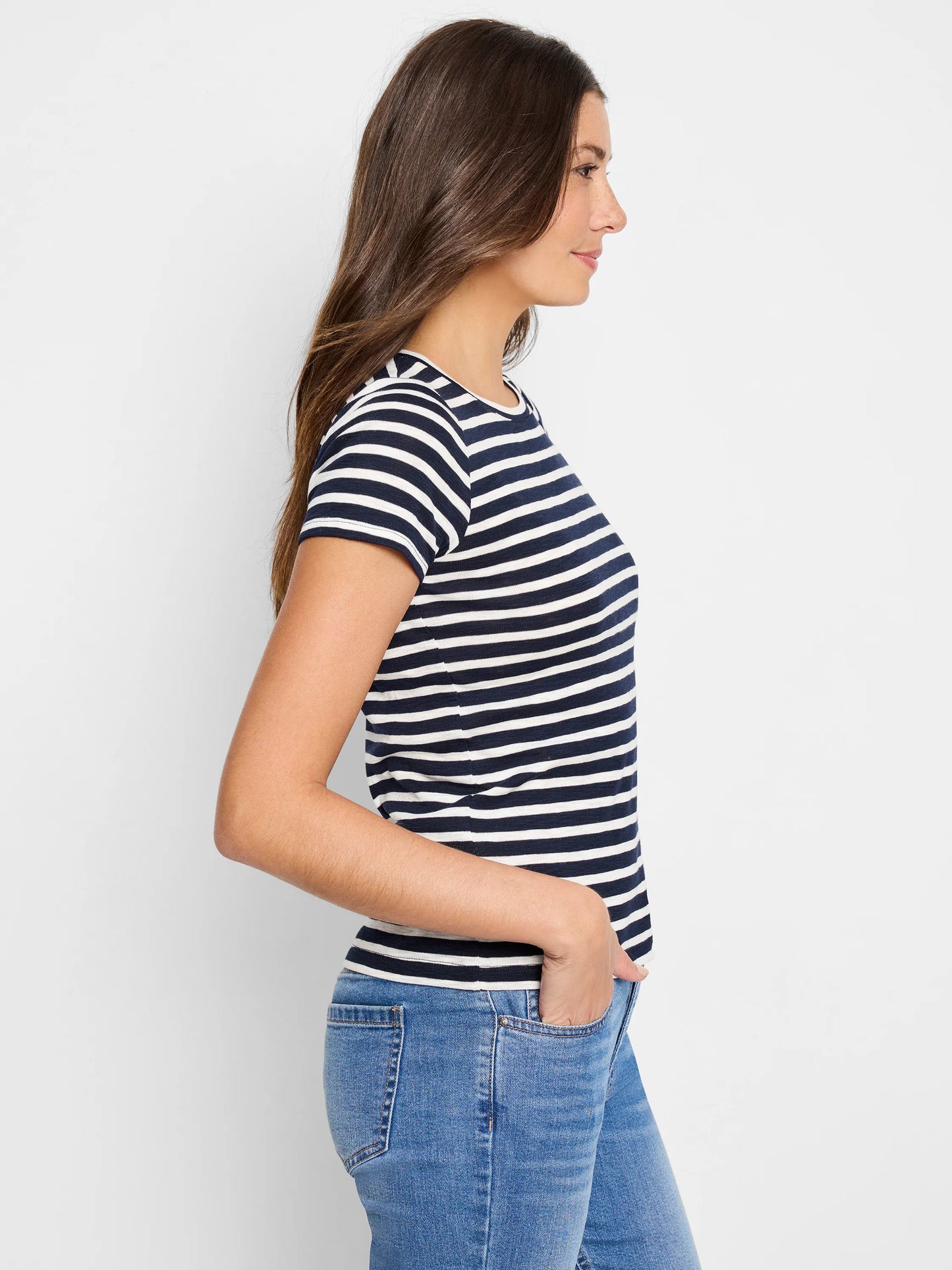 NZT Short Sleeve Stripe Crew Neck Tee