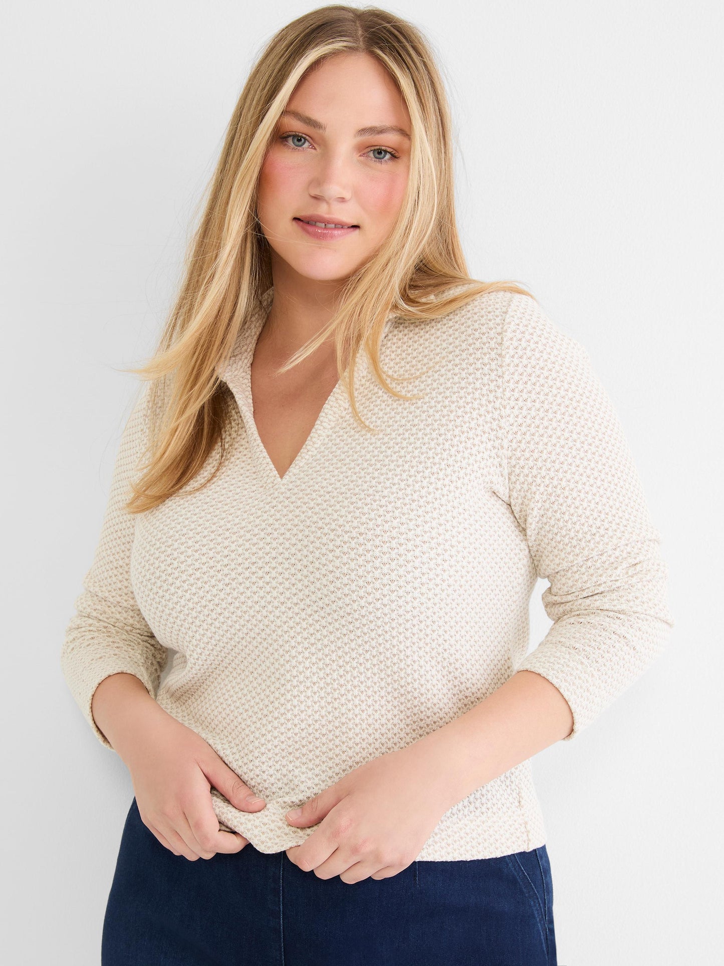 Textured Tuck Stitch Knit Polo