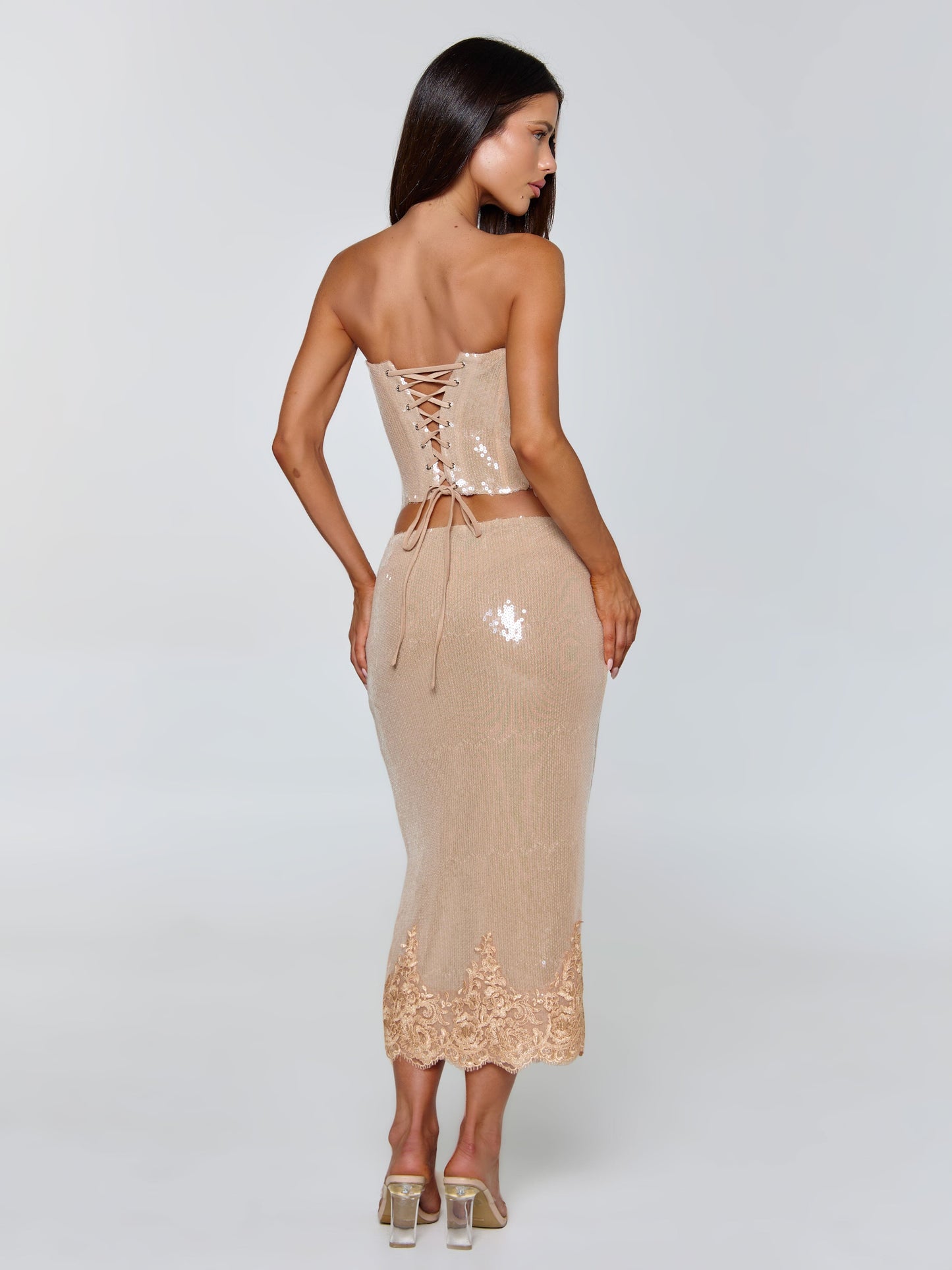 Saela Midi Skirt Beige